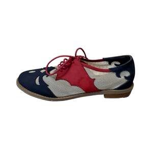 F-Troupe London Women’s Red Navy Mesh Two Tone Lace Up Oxford Shoes Size 37